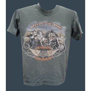 Vintage Harley-Davidson Wild As The Wind (S) Hanes Beefy-T 100% Cotton -  Green